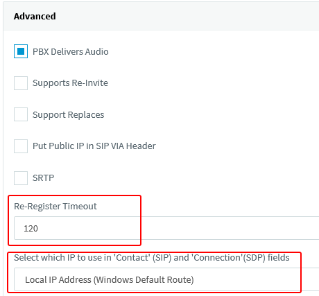 3cx advanced trunk settings Settings