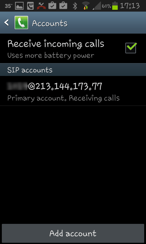 Android native sip client registered with yuboto