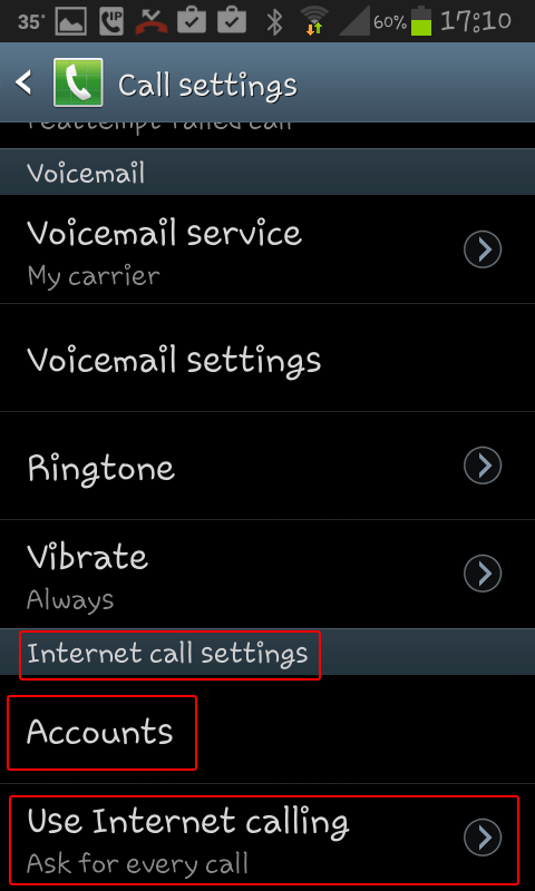 android internet calling