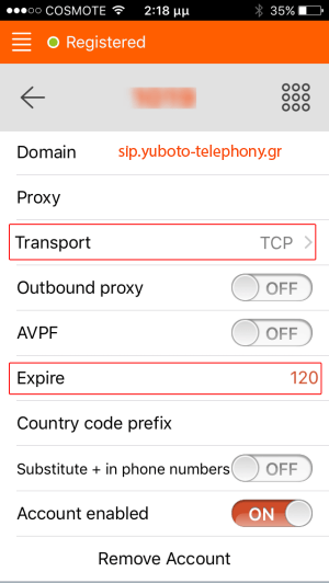 Linphone Register Expire Settings