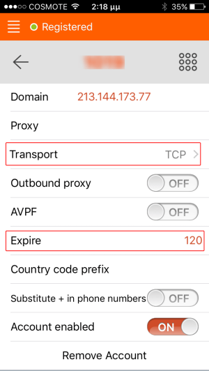 Linphone Register Expire Settings