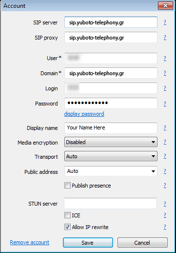 microsip add account